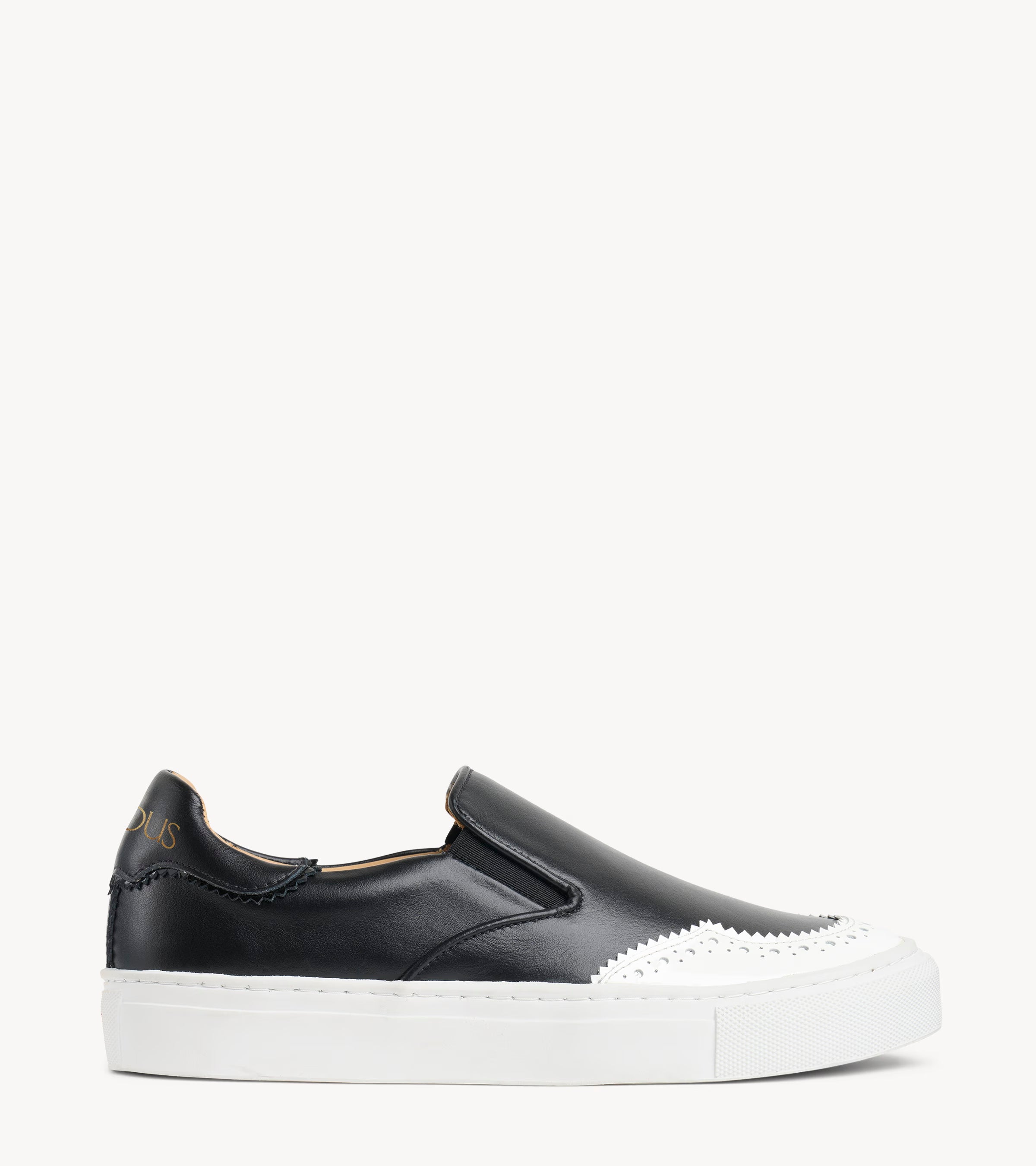 Heritage  Black Leather Slip-On Sneakers with White Soles The Smith Low-Top Sneaker - Nero Black - White Sole – Paul Evans main image 3