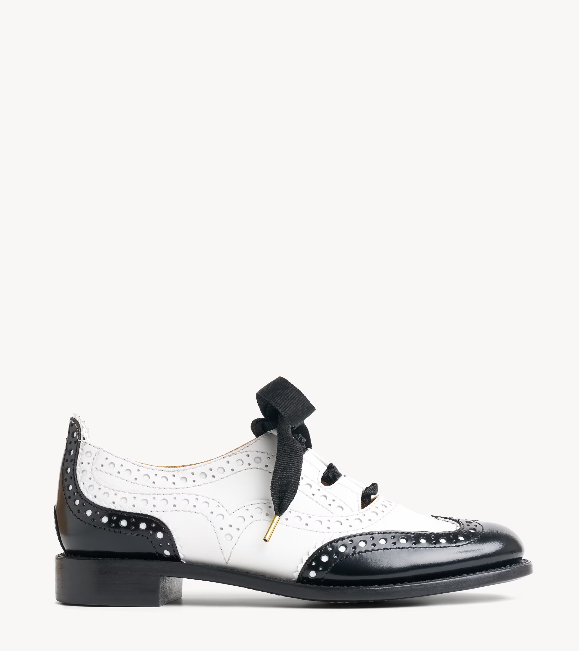 Ms. Lyndie Black & White Leather Women's Ghillie Oxford – The