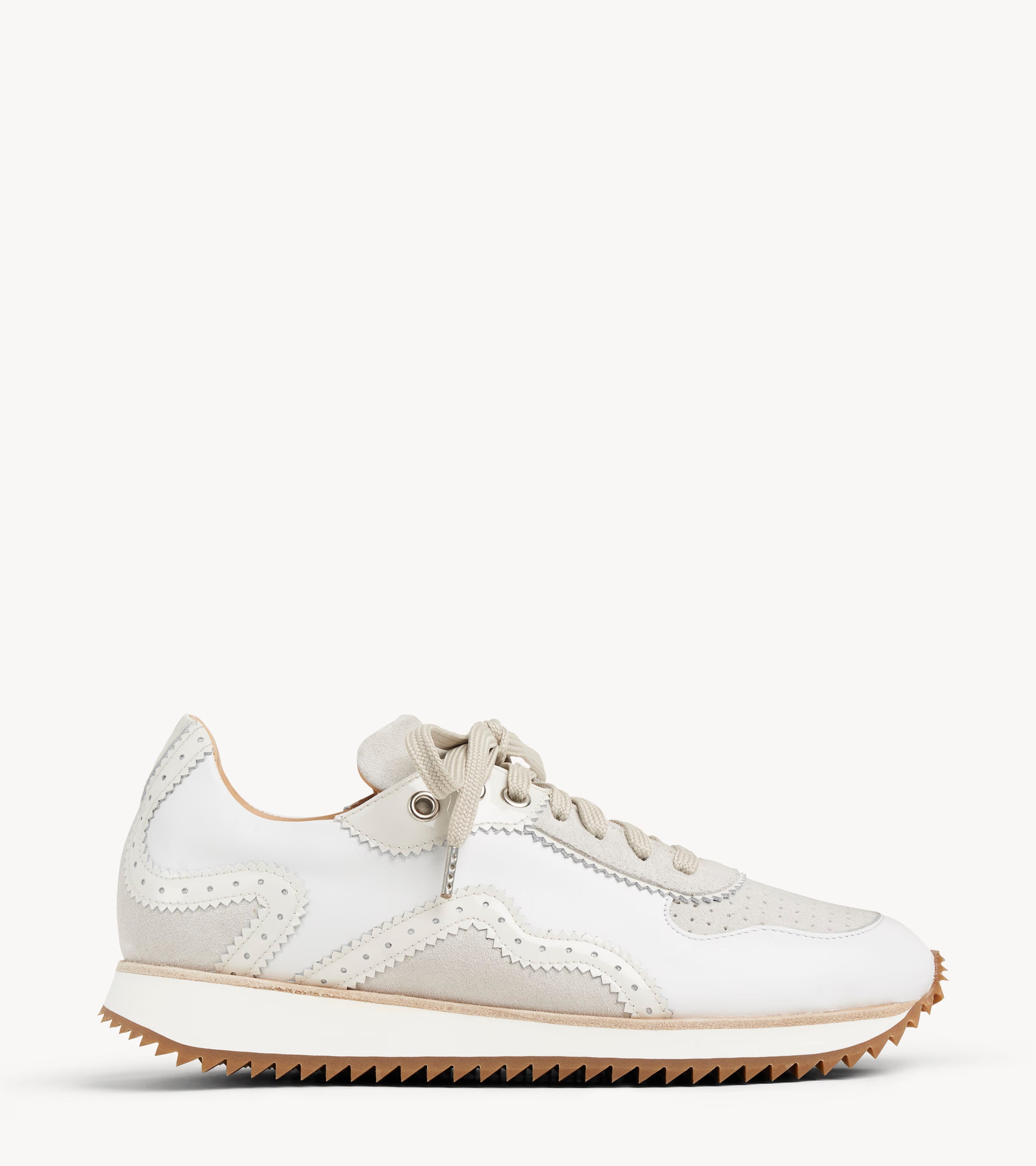 Remie（リミエ）　クリーム the Remi Cream Leather Womens Brogue Sneaker – The Office of Us