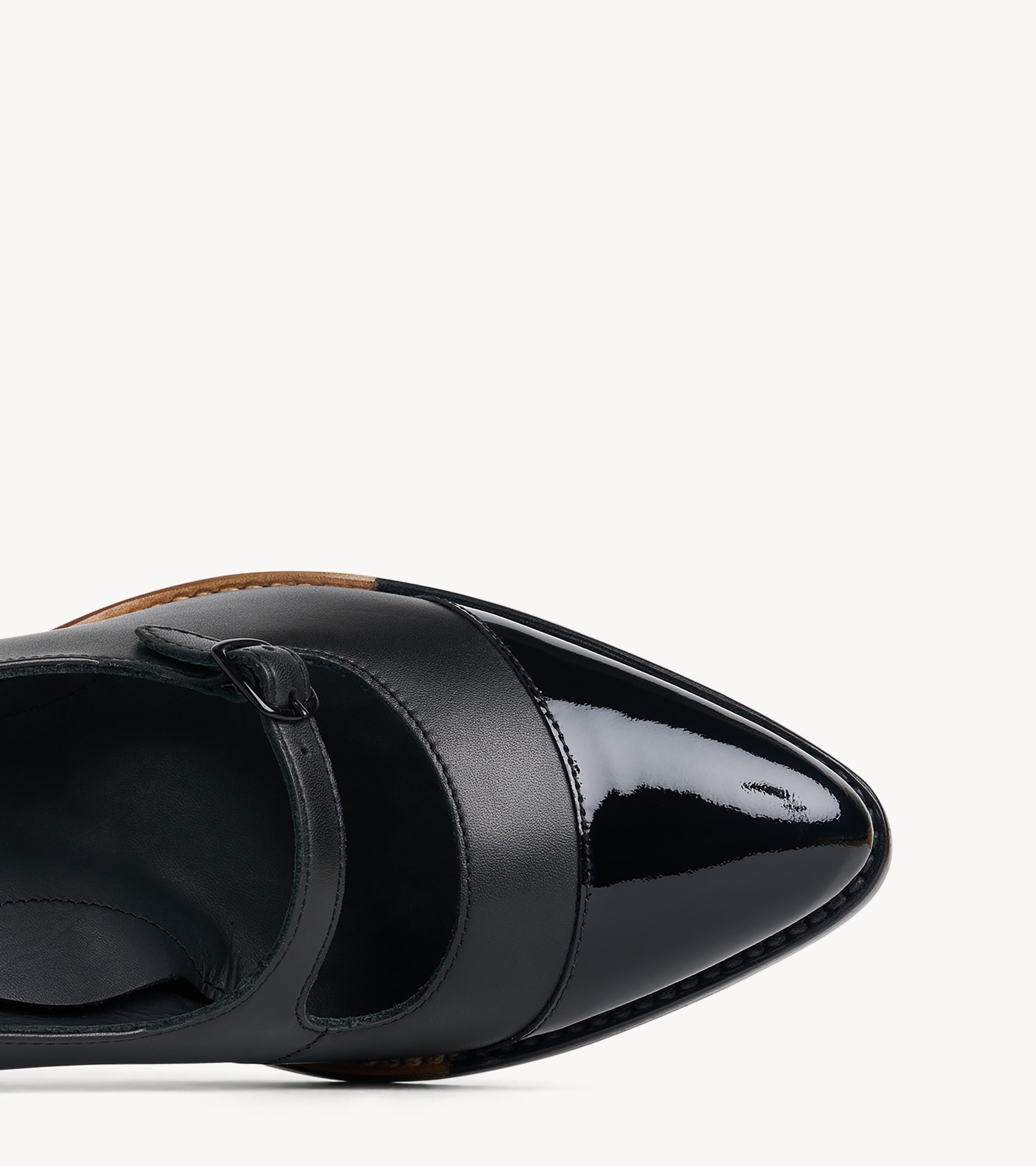 Miss Eliza Black Leather Womens Toe Cap High Heel The Office of Us Miss Eliza Black Leather Womens Toe Cap High Heel The Office of Us