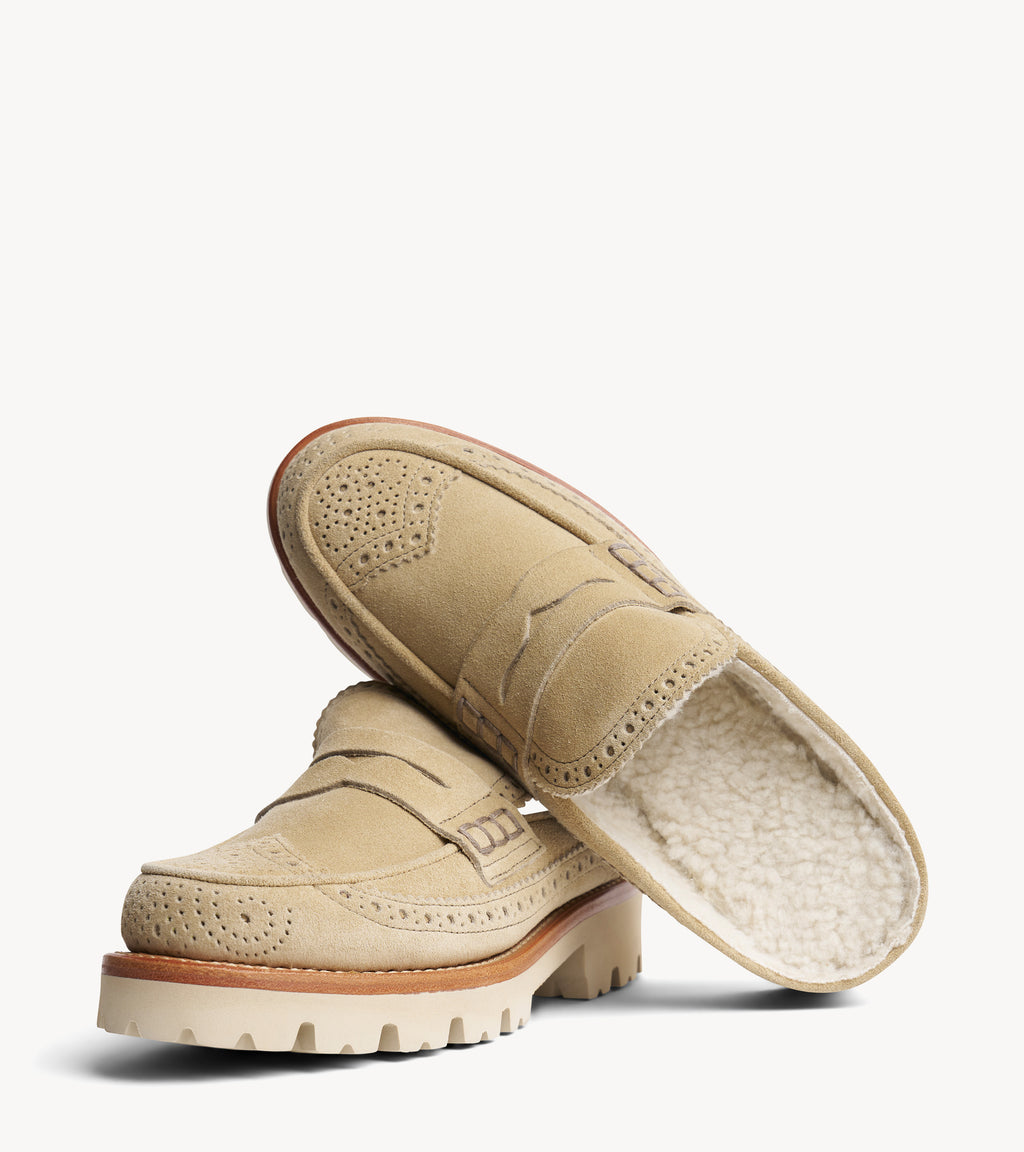 Miss Emma Mule — leather sole of the tan suede oxford