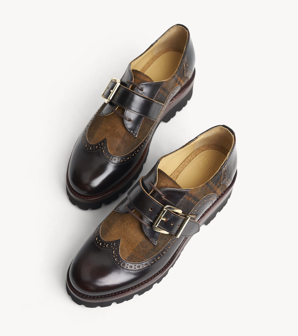 Miss Marques Derby — angled pair of multicolor suede oxfords
