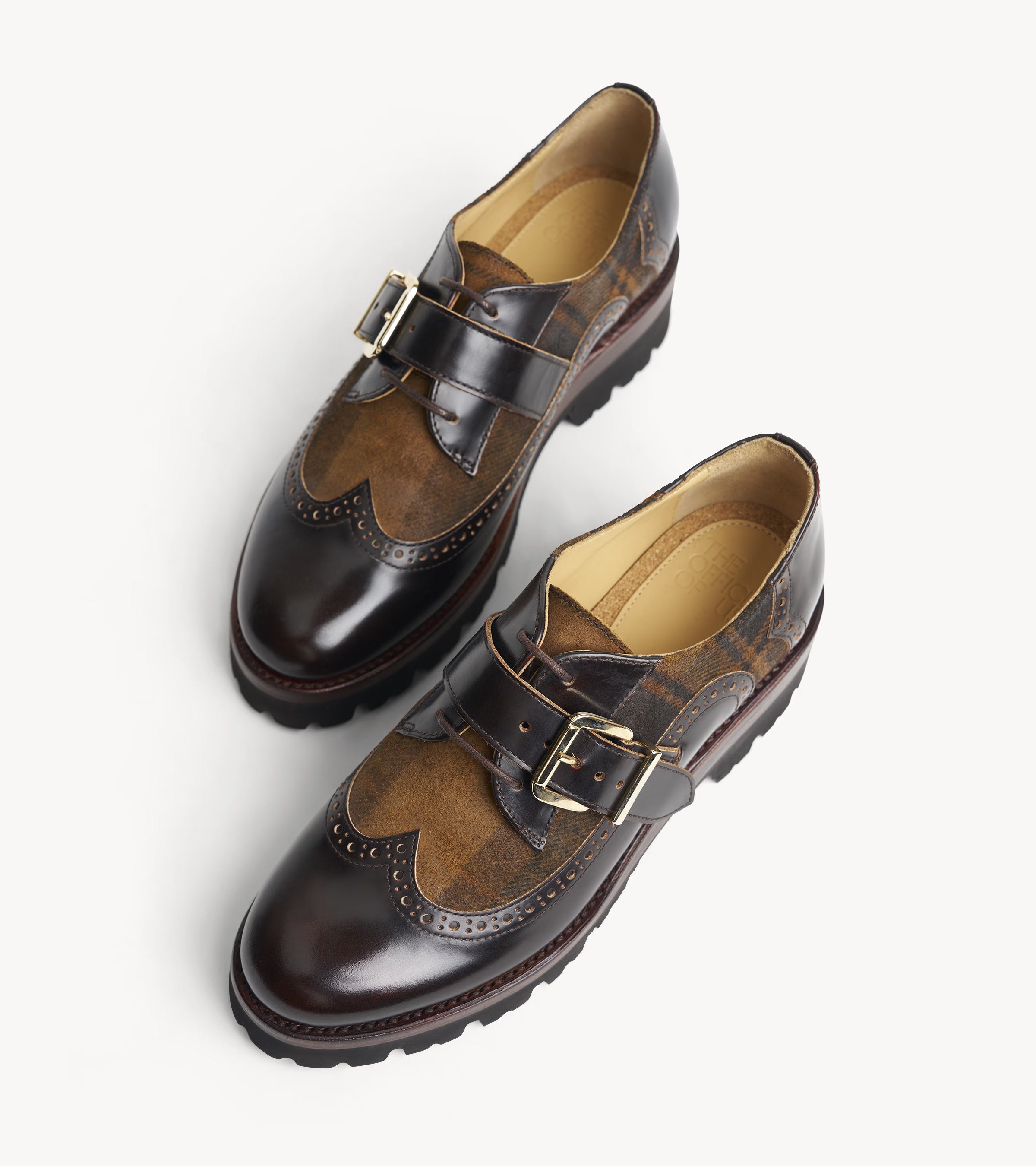 Miss Marques Derby — angled pair of multicolor suede oxfords