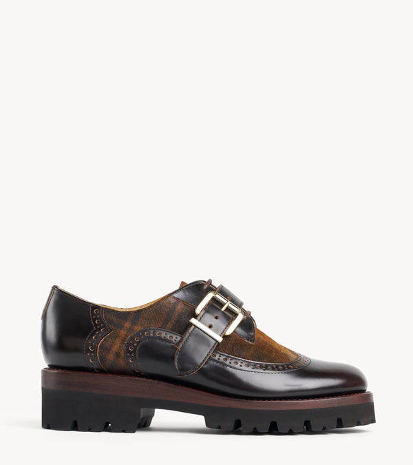 Miss Marques Derby — multicolor suede oxford, side profile
