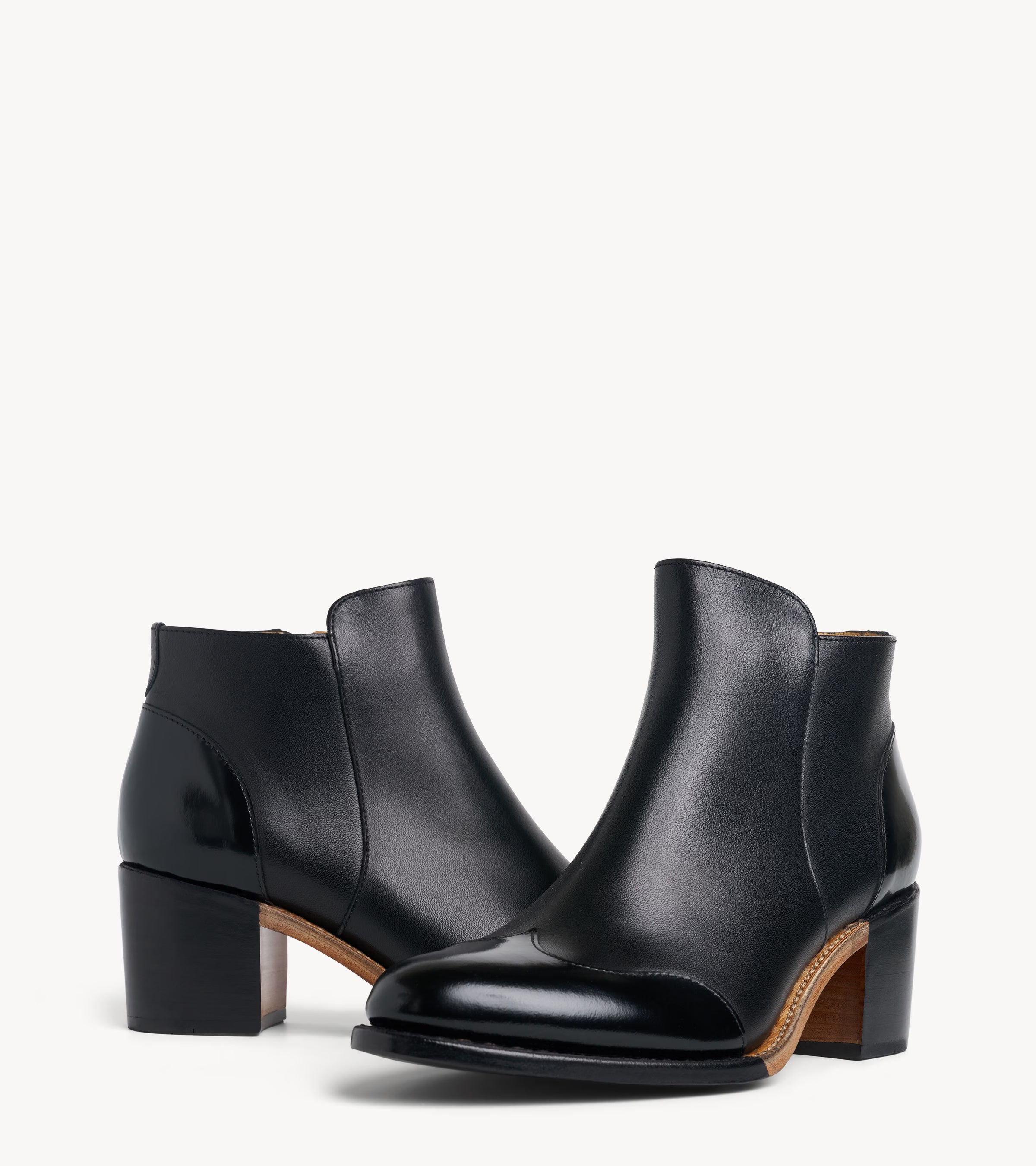 Miss Rosario Black on Black Leather Womens Midheel Boot The Office of Us Miss Rosario Black on Black Leather Womens Midheel Boot The Office of Us