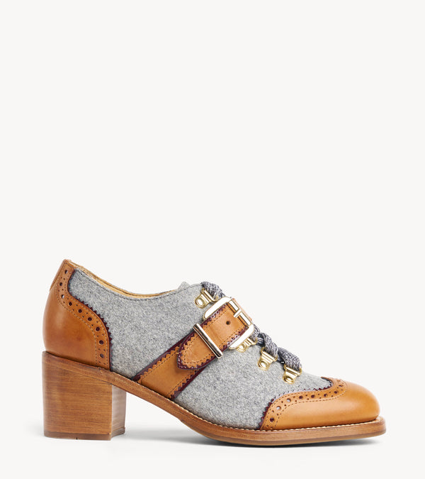 Mrs. Logan Midheel — multicolor wool heel, side profile
