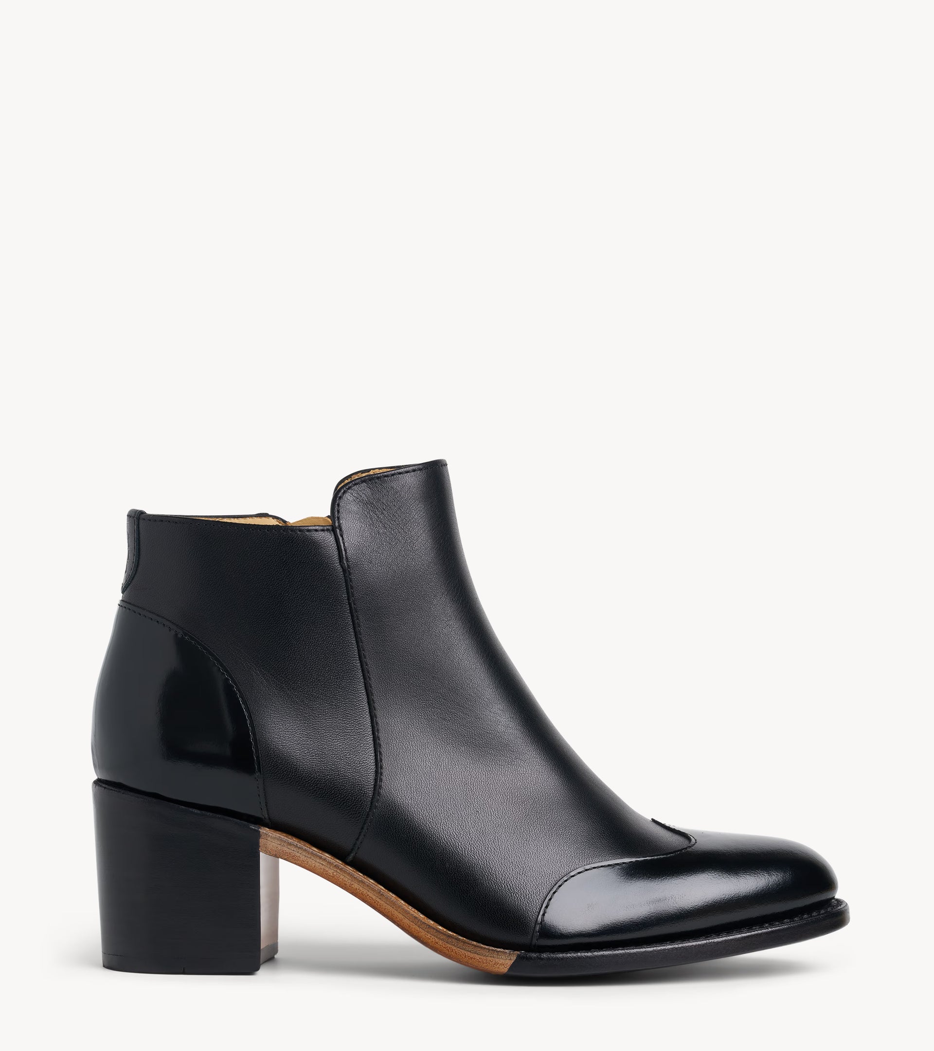 Miss Rosario Black on Black Leather Womens Midheel Boot – The Office of Us