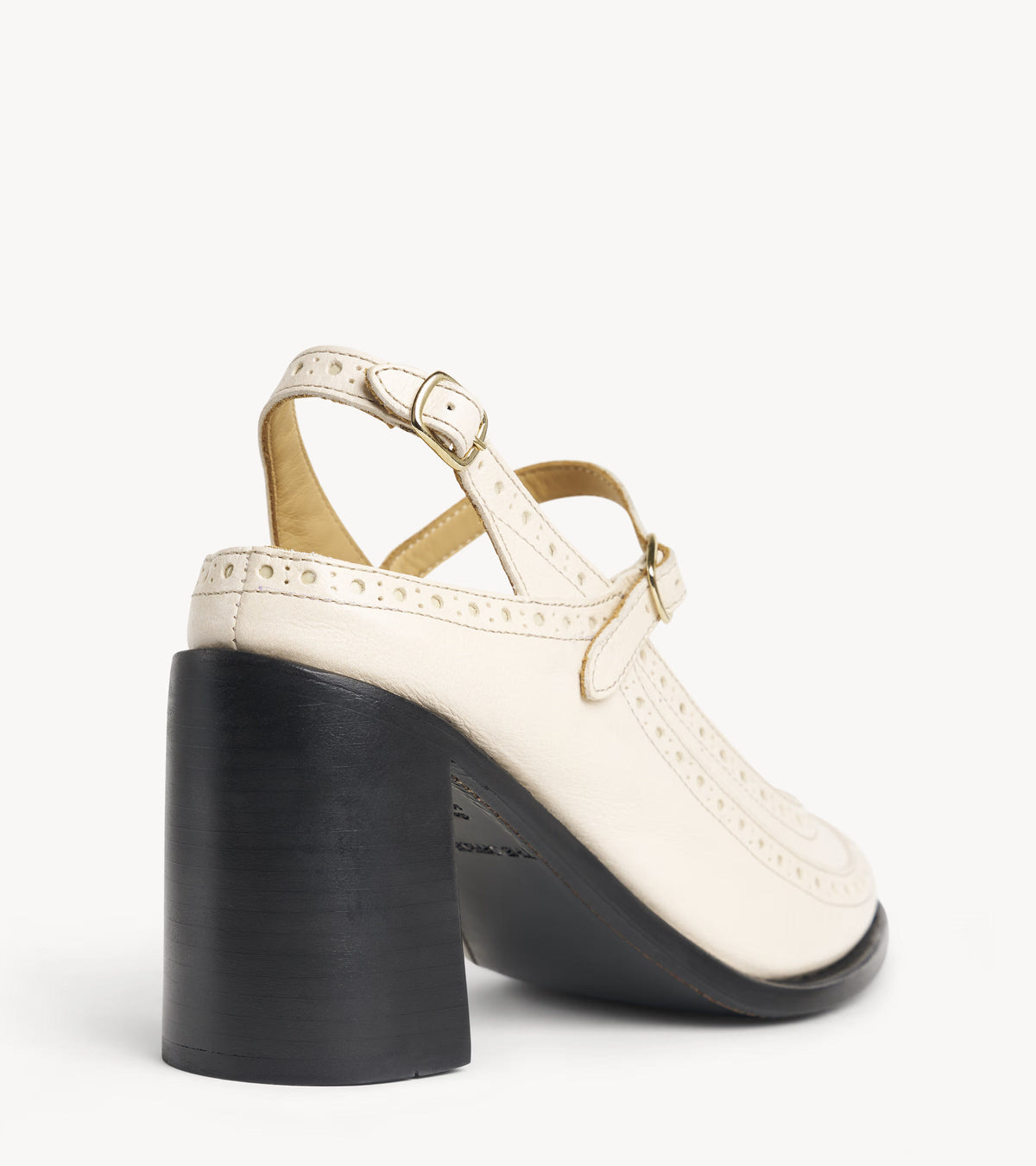 Mrs. Russel High Heel — back three-quarter view of the leather heels