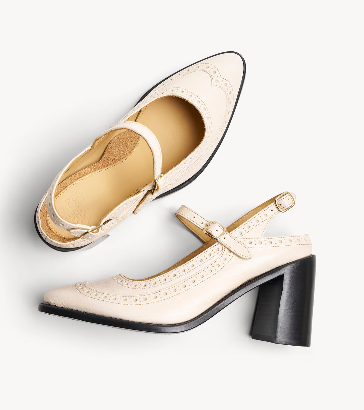 Mrs. Russel High Heel — angled pair of leather heelses