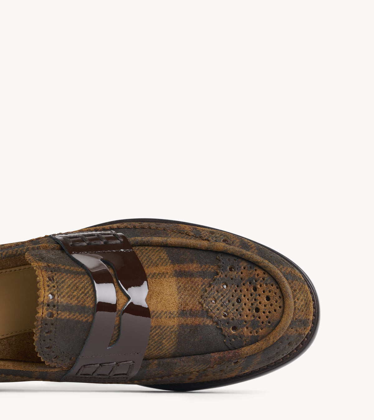 Ms. Charlotte Loafer — close-up of the vamp on the multicolor suede loafer