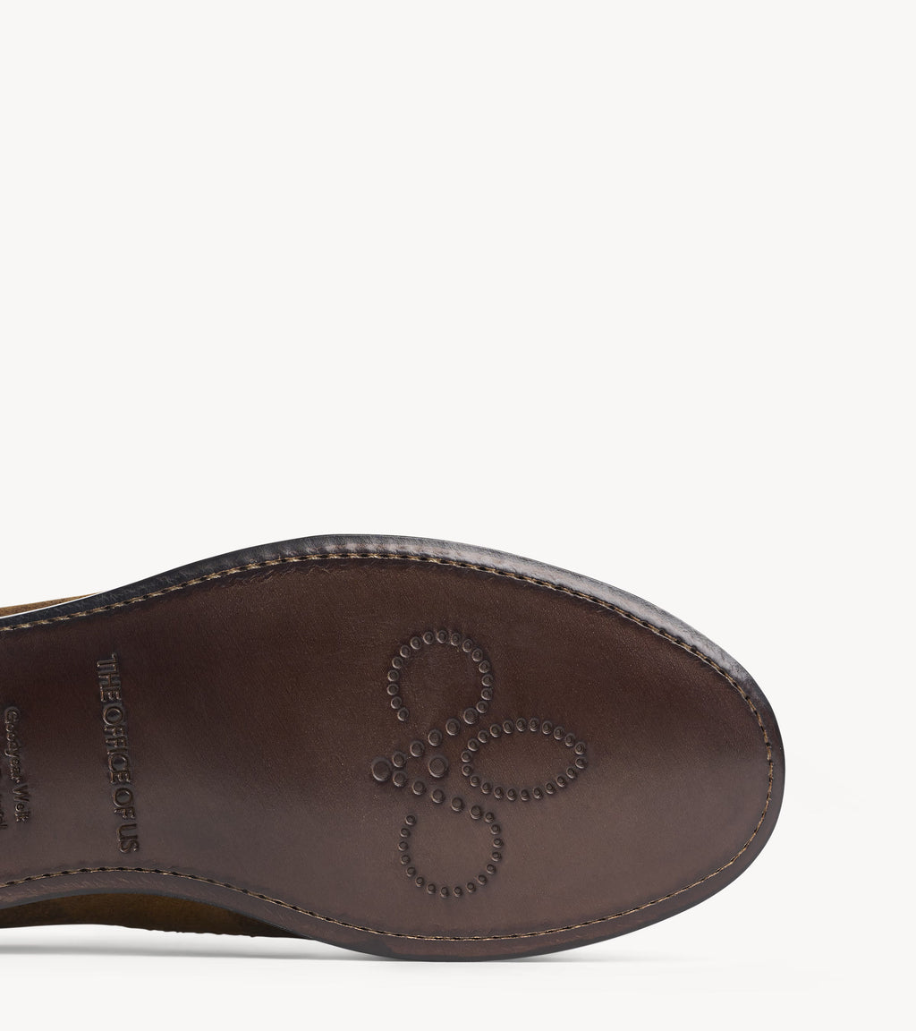 Ms. Charlotte Loafer — leather sole of the multicolor suede loafer