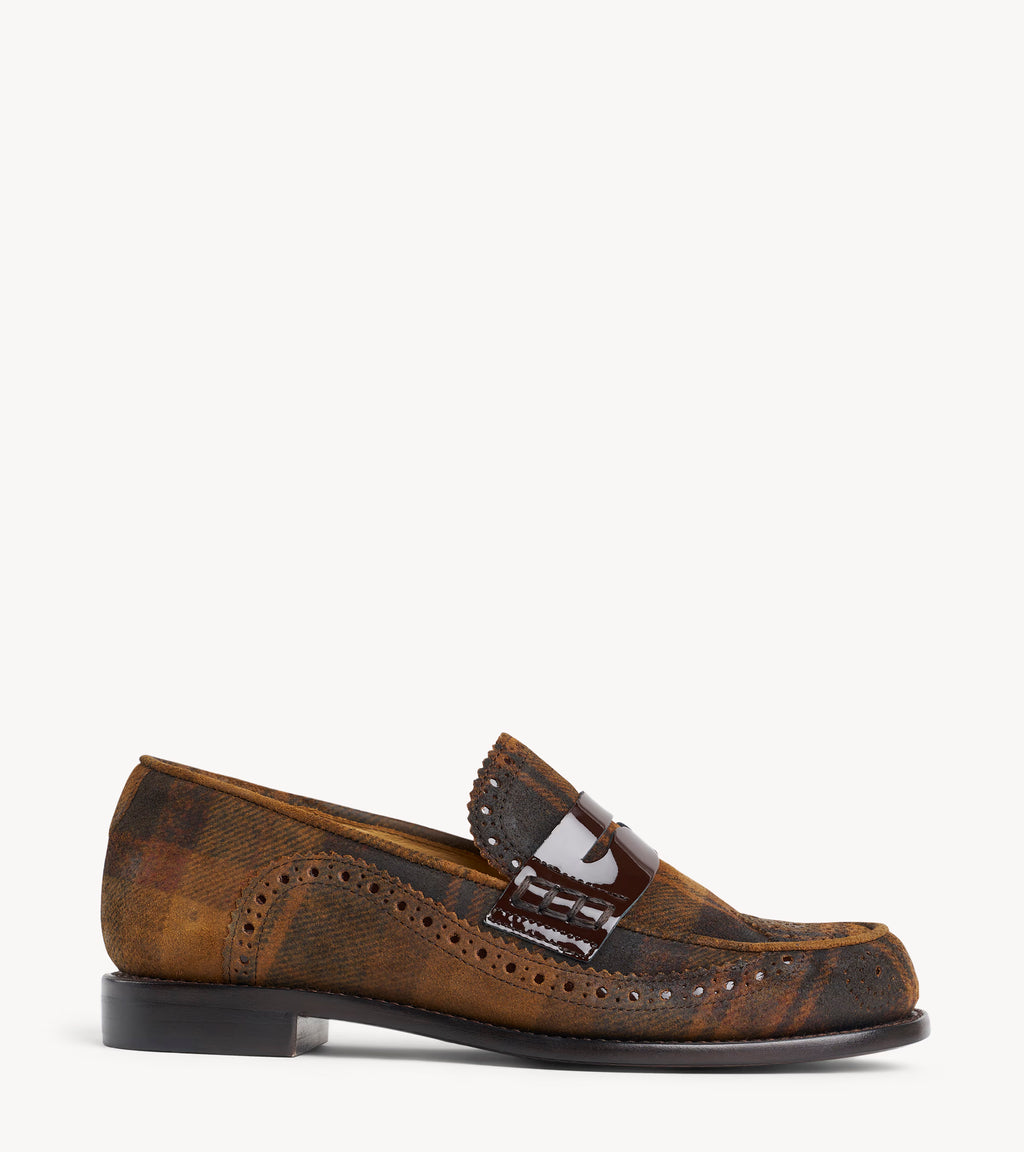 Ms. Charlotte Loafer — multicolor suede loafer, side profile