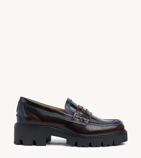Ms. Savannah Loafer — multicolor leather oxford, side profile