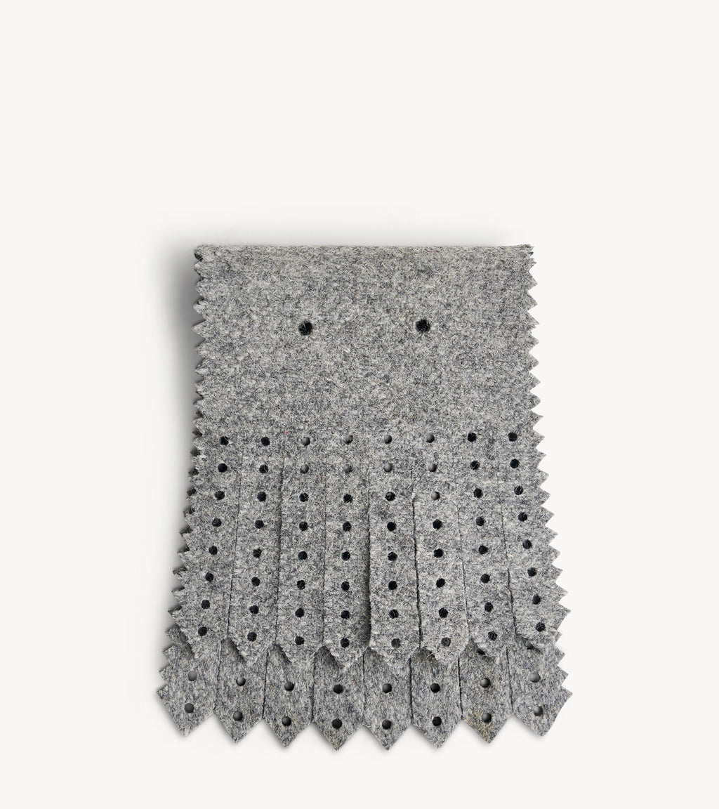 Perf Kiltie — back three-quarter view of the wool shoe accessories