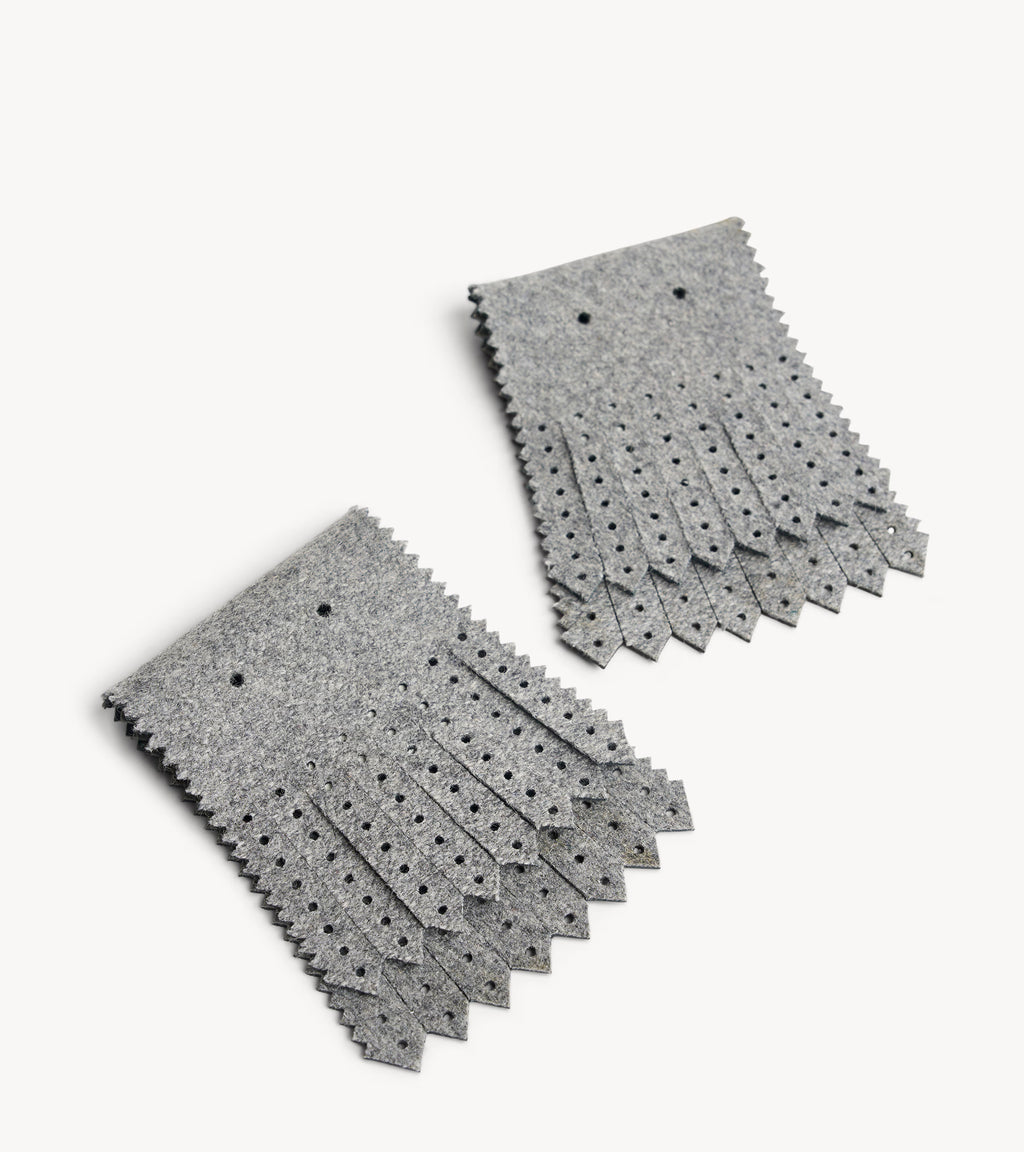 Perf Kiltie — wool shoe accessories, side profile