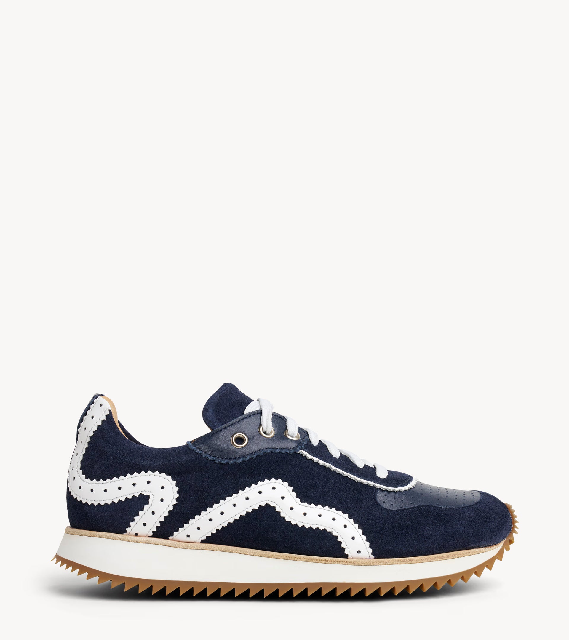 the Remi Navy Leather Womens Brogue Sneaker – The Office of Us