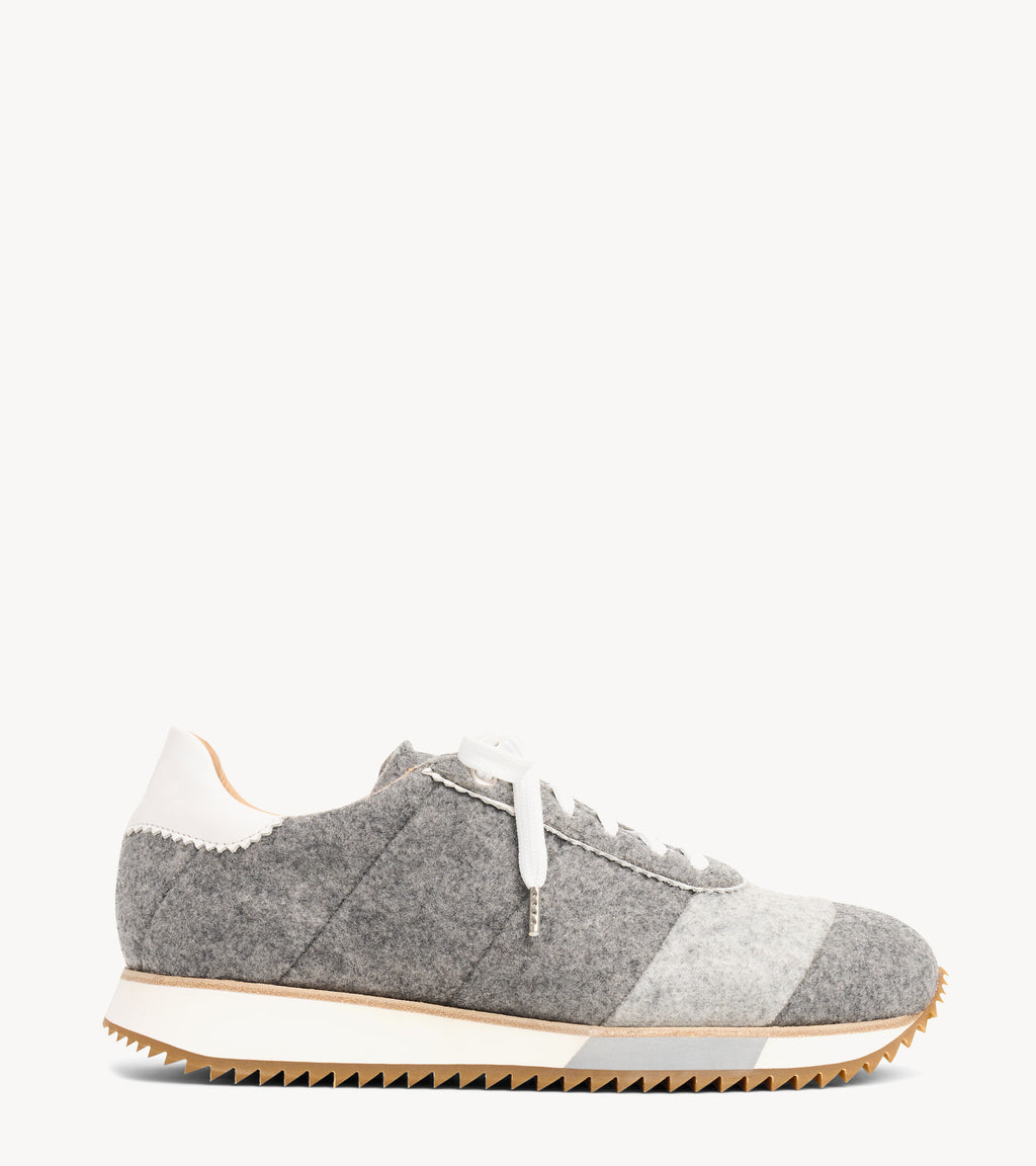 The Quinn Sneaker — grey wool sneaker, side profile