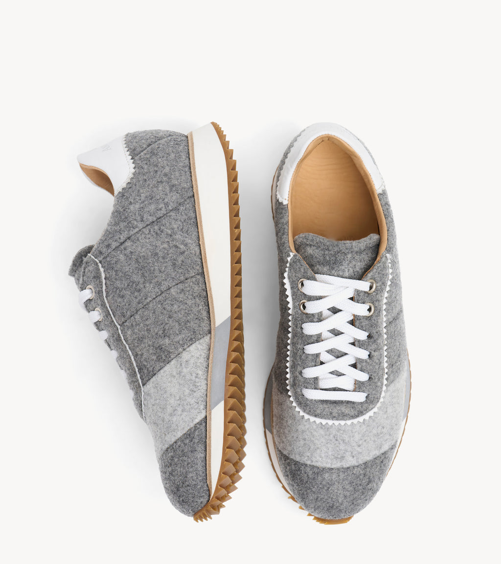 The Quinn Sneaker — pair of grey wool sneakers