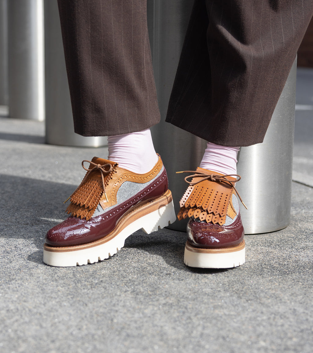 Perf Kiltie — close-up of the toe cap on the veg leather shoe accessories