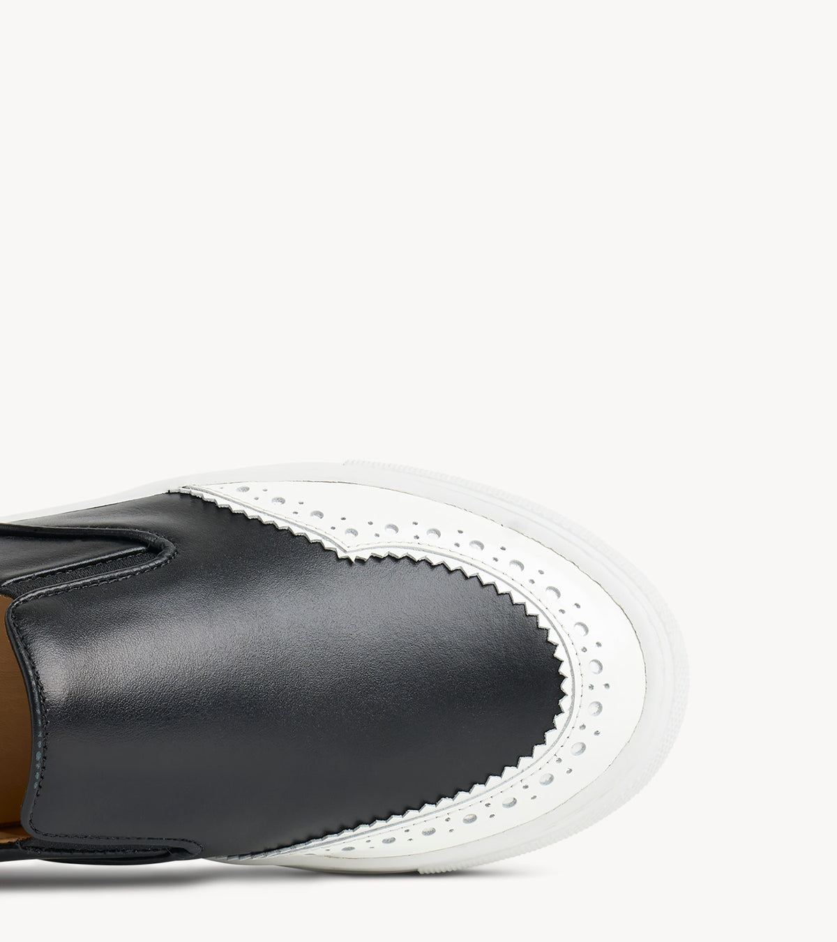 the Harper Black & White Leather Womens Slip-On Sneaker โ The Office of Us
