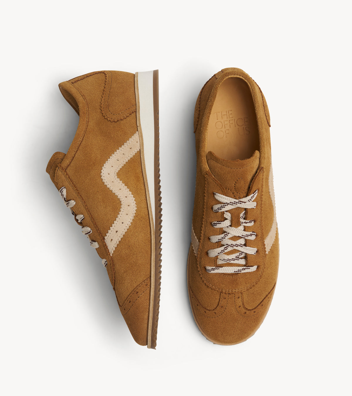 The Remi Slim Sneaker — angled pair of multicolor suede sneakerses